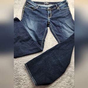 Silver Womens Jeans Aiko Mid Slim Boot Cut Blue Denim Dark Wash  20/33 (38x31)